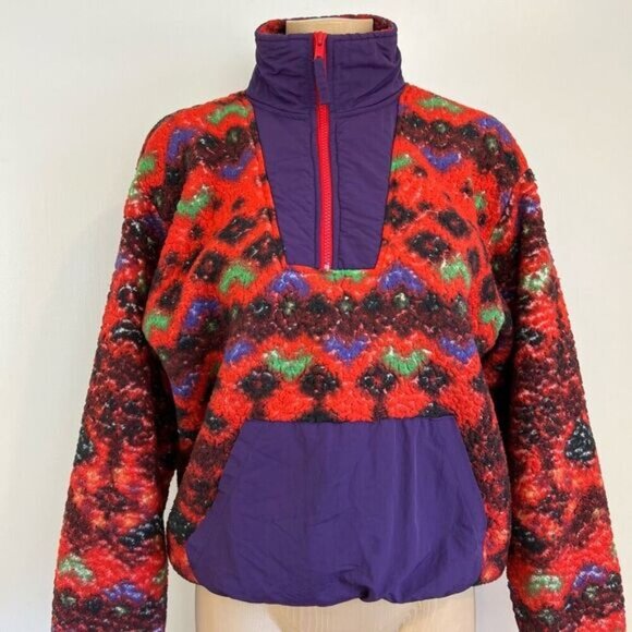 Urban Outfitters Women’s M Fleeced Cropped Multicolor Pullover Colorblock - Picture 1 of 13